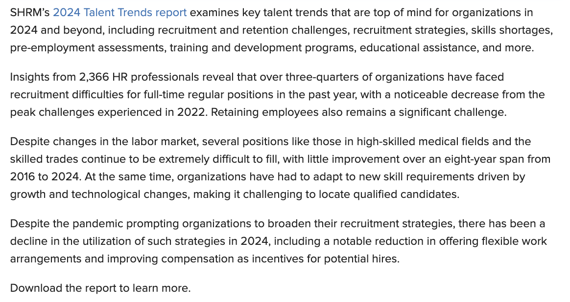 picture showing inputs on the SHRM'S talents trends report