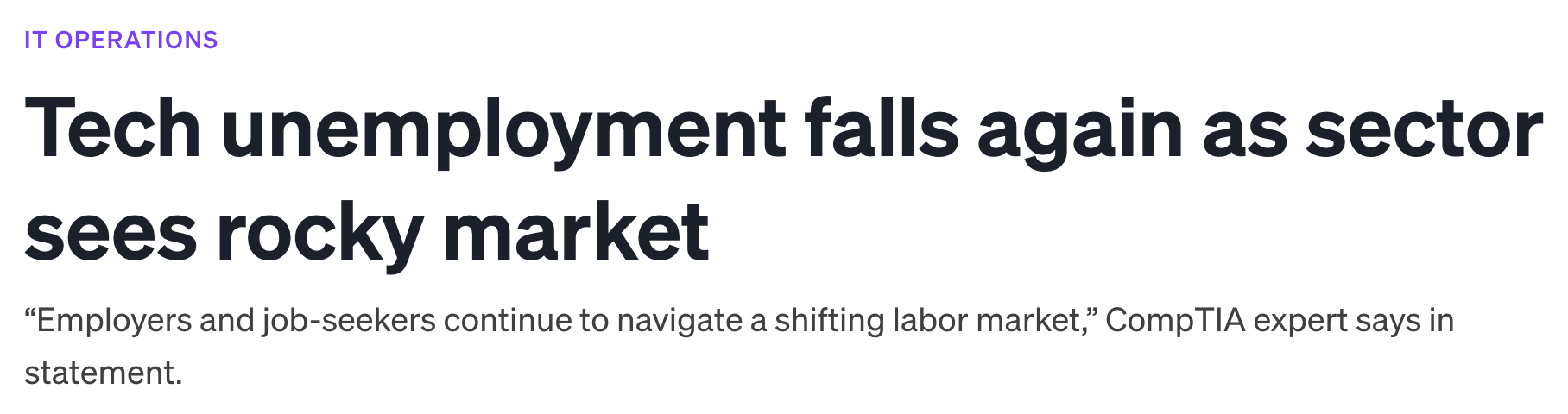 news headline on tech unemployment